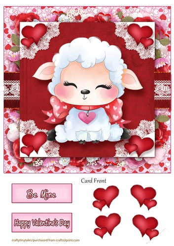 Valentine Animal Lamb Card Front-2