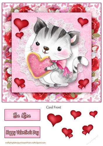 Valentine Animal Kitten Card Front-7