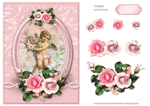 Cherubs Floral 6x8 Card Front- (2)