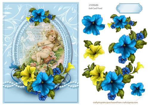 Cherubs Floral 6x8 Card Front- (4)