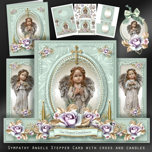 Sympathy Angels Stepper Cross and Candles