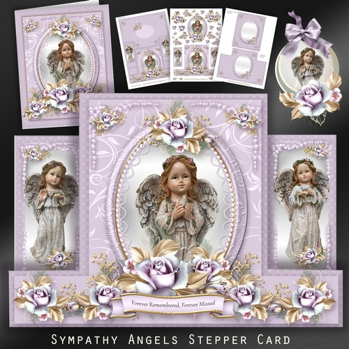 Sympathy Angels Stepper Card Foral