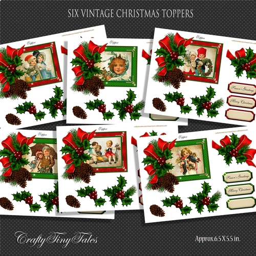 Six Vintage Christmas Toppers