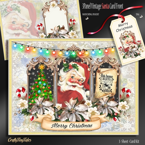 Vintage Santa Card Front Mini Kit-1