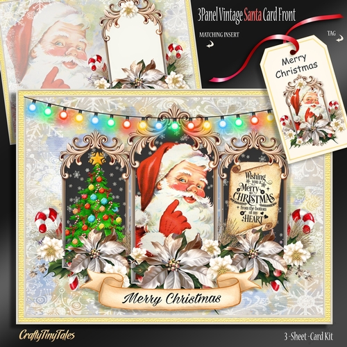 Vintage Santa Card Front Mini Kit-4