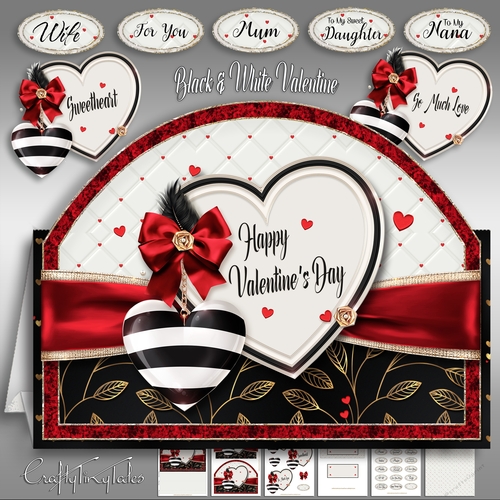 Black & White Valentine Tent Card