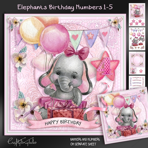 Elephants Birthday Numbers Kit-1