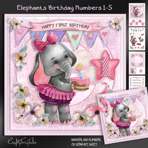 Elephants Birthday Numbers Kit-2