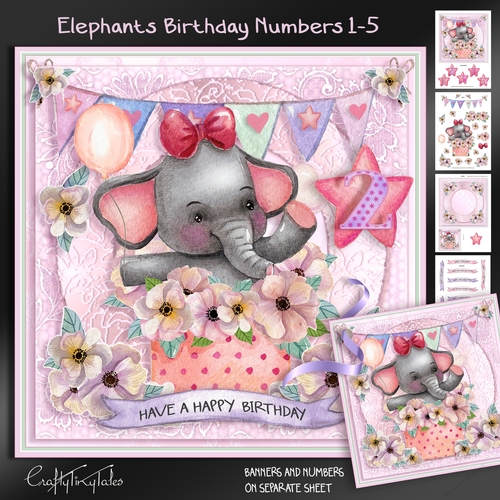 Elephants Birthday Numbers Kit-3