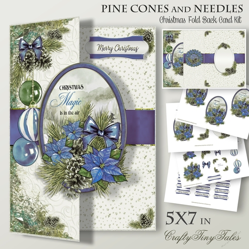 Pine Cones and Needles 5X7 Blue Hues FoldBack-4