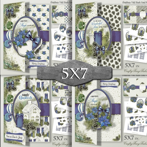 Pine Cones and Needles 5X7 Blue Hues FB-Bundle