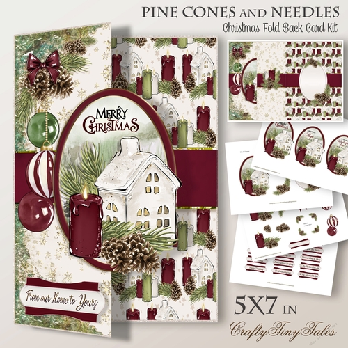 PineConesNeedles Burgundy 5X7 Series 1
