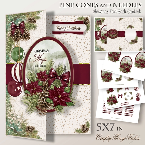 PineConesNeedles Burgundy 5X7 Series -2