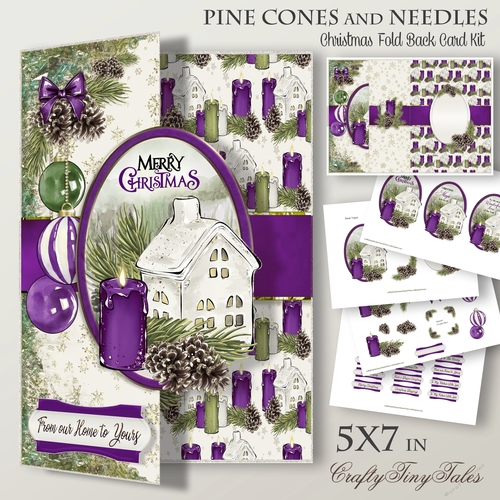 Pine Cones and Needles LILAC 5X7 Fold Back-1