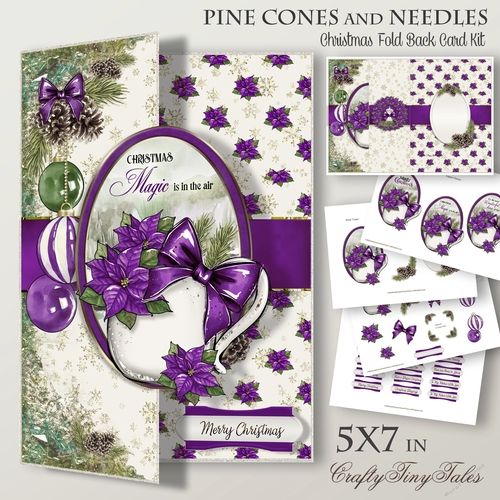 Pine Cones and Needles LILAC 5X7 Fold Back-2