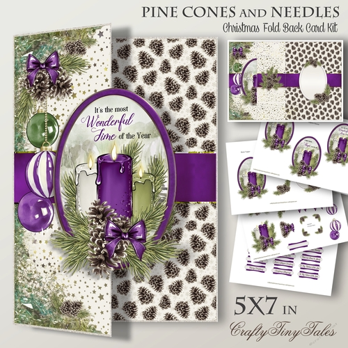 Pine Cones and Needles LILAC 5X7 Fold Back-3