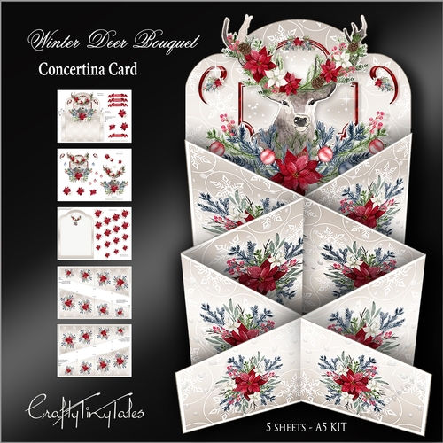 Winter Deer Bouquet Concertina 