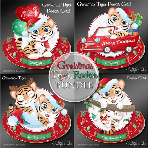 Grrristmas Tiger Rocking Card BUNDLE