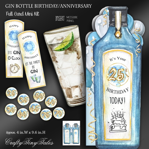GIN Bottle Birthday and Anniversary Card Kit