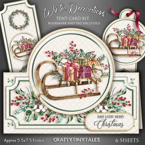 Winter Decorations Tent Card Kit-6