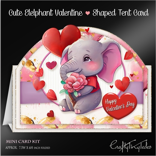 Cute Elephant Valentine Tent Card-2