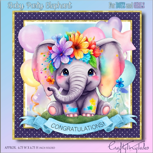 Baby Party Elephant 7x7 MiniKit-2