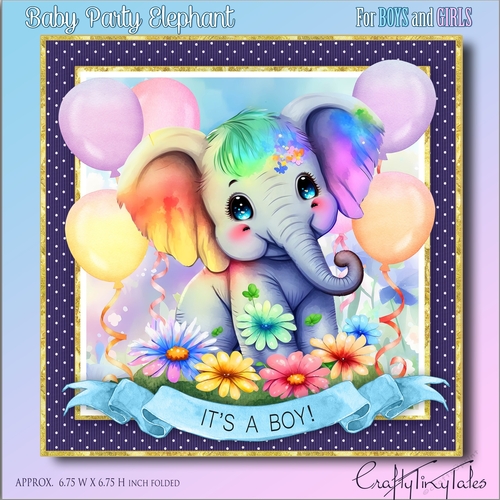 Baby Party Elephant 7x7 MiniKit-3