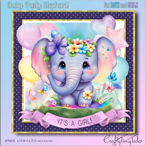Baby Party Elephant 7x7 MiniKit-5