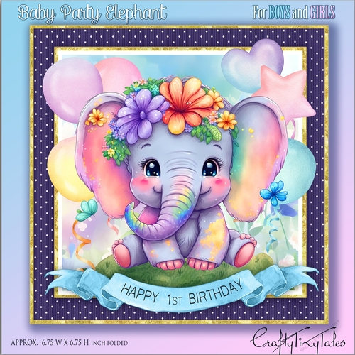 Baby Party Elephant 7x7 MiniKit-6