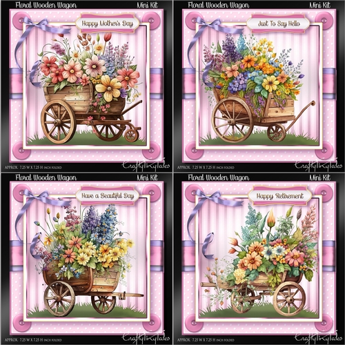 Floral Wooden Wagon BUNDLE-1