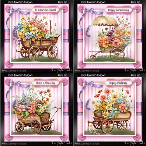 Floral Wooden Wagon BUNDLE- 2