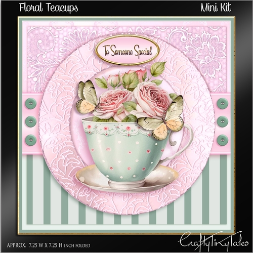 Floral Teacup Card front Kit- 1