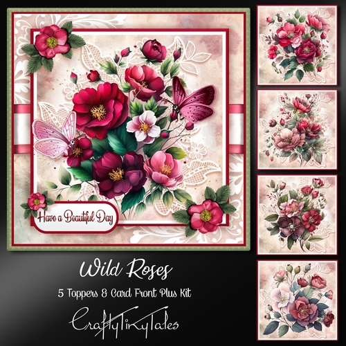 Wild Roses Card Front Kit