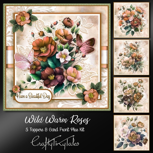 Wild Warm Roses Card Front Kit