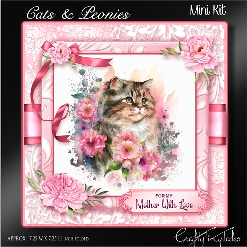 Peonies & Cats Card Front Kit-8