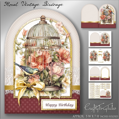Floral Birdcage Shaped Card Kit-2