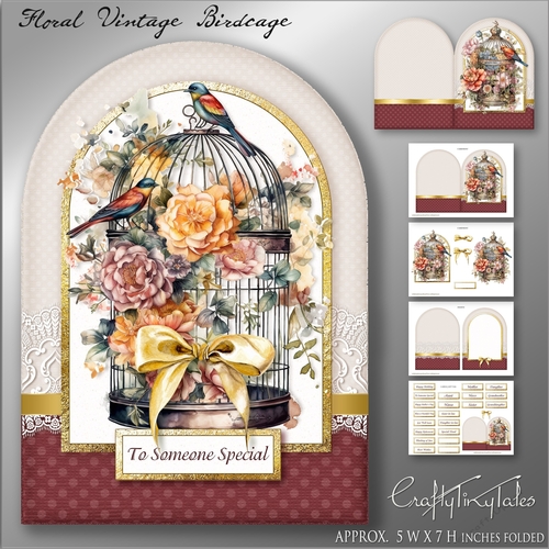 Floral Birdcage Shaped Card Kit-3