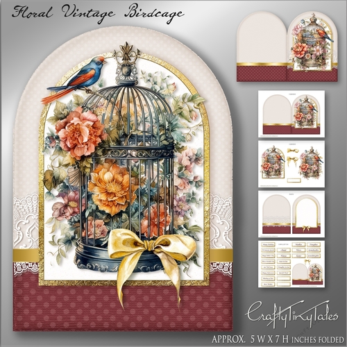 Floral Birdcage Shaped Card Kit-4