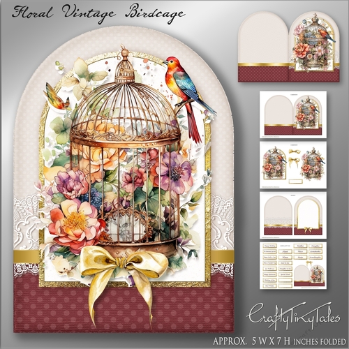 Floral Birdcage Shaped Card Kit-5