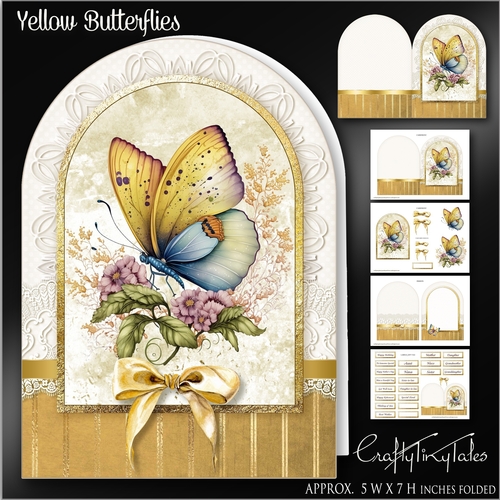 Yellow Butterflies Shaped Card Kit-1