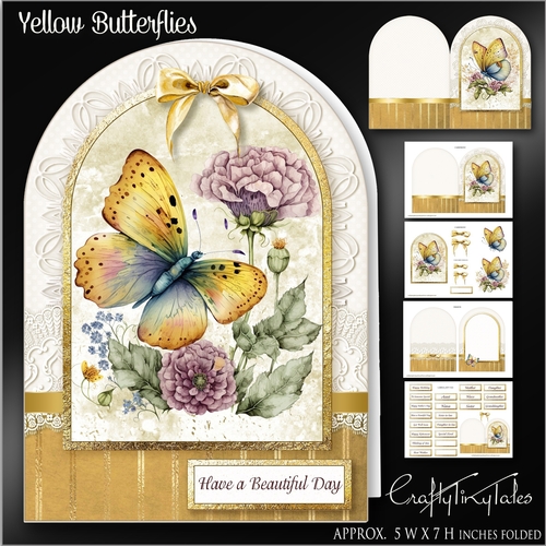 Yellow Butterflies Shaped Card Kit-3