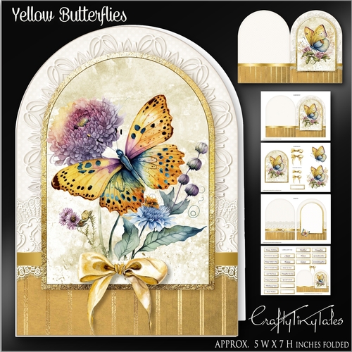 Yellow Butterflies Shaped Card Kit-4