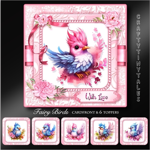 Fairy Birds Card Front & Toppers Kit