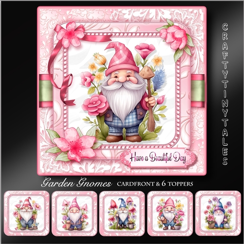 Garden Gnomes Card Front & Toppers