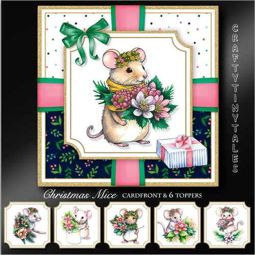 Christmas Mice Card front & Toppers #2