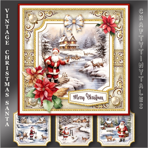 Vintage Christmas Santa Card Topper Kit