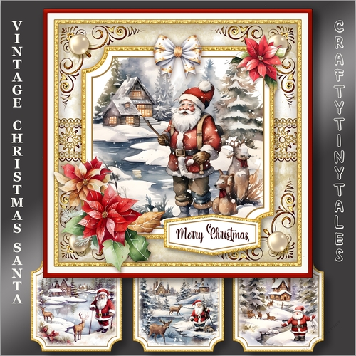 Vintage Christmas Santa Card Topper Kit-2