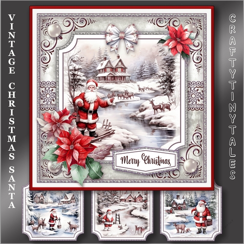 Vintage Christmas Santa Card Topper Kit-3
