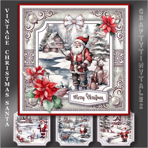 Vintage Christmas Santa Card Topper Kit-4