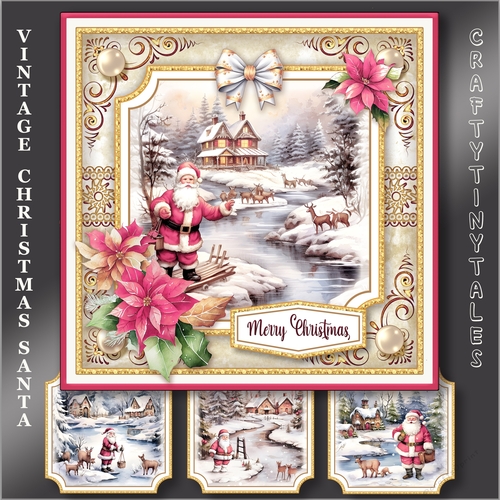 Vintage Christmas Santa Card Topper Kit-5